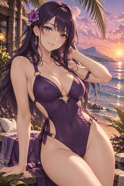 Yuki, an adult anime companion by the tropical sea